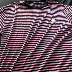 Black and pink strip smiley face shirt